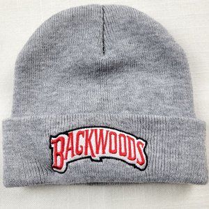 Gray BACKWOODS Stretch Knit Beanie with Embroidered Logo